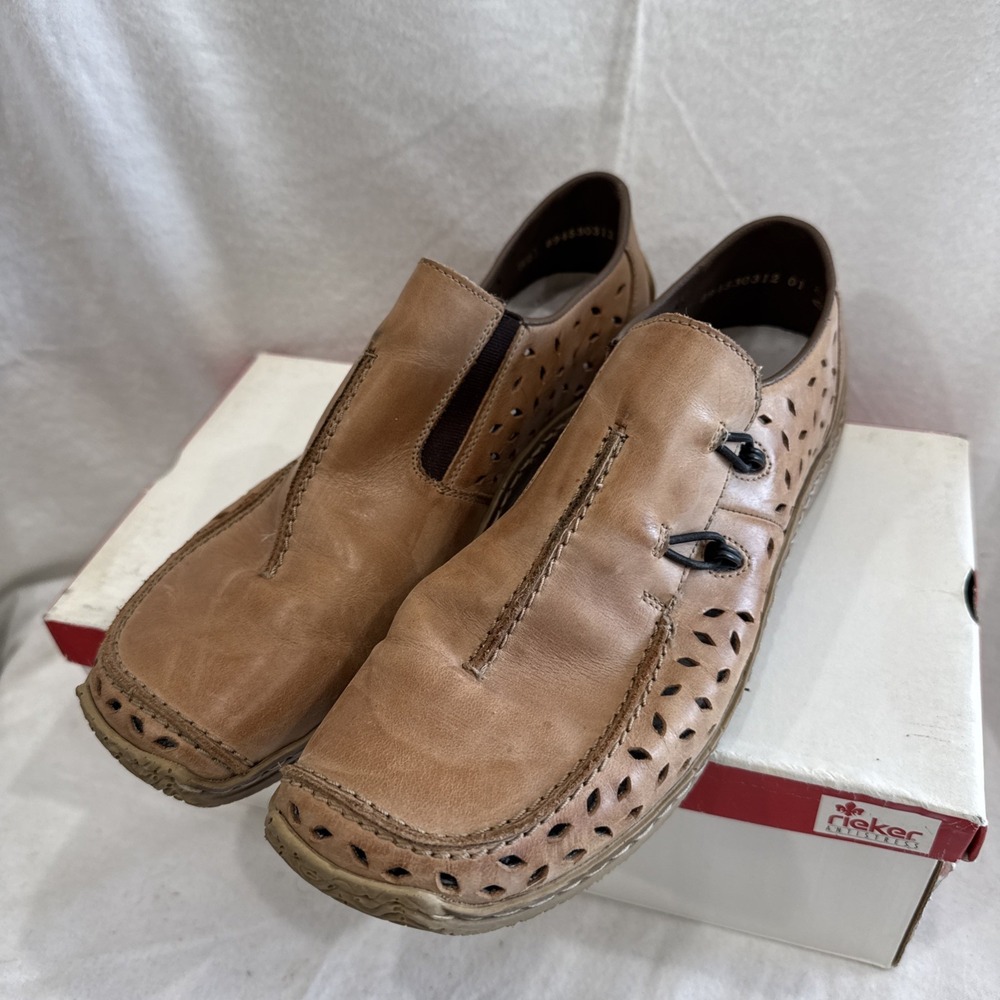 Rieker Celia Anti-stress Sz EU 40 US 9-9.5 Perforated Leather Slip On Loafer